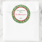 Green Holly met Red Berries Editable Gift Sticker (Tas)