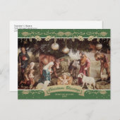Green Holly Natitivity Scene Christelijk Foto Feestdagenkaart (Voorkant / Achterkant)