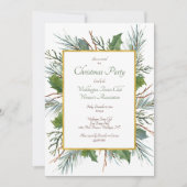 Green Holly Noël Fête Invitation (Devant)