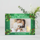 Green Holly Photo Joyeuses petites cartes de Noël (Debout devant)