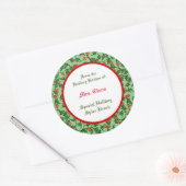 Green Holly with Red Berries Custom Baking Ronde Sticker (Envelop)