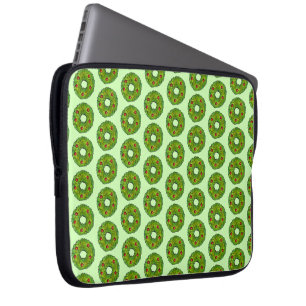Green Holly Wreate Kerstkoekjesfeestdag - Afdruk Laptop Sleeve
