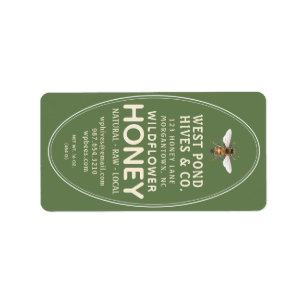 Green Honey Label voor Honey Jar Bee