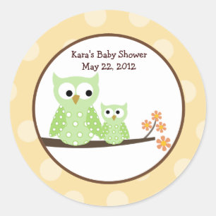 Green Hoot Uilen Verjaardag Baby shower Favor Stic Ronde Sticker