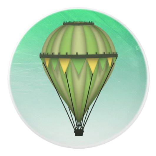 Green Hot Air-ballon Keramische Knop (Voorkant)