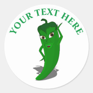 Green Hot Pepper Diva Ronde Sticker
