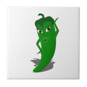 Green Hot Pepper Diva Tegel Tegeltje