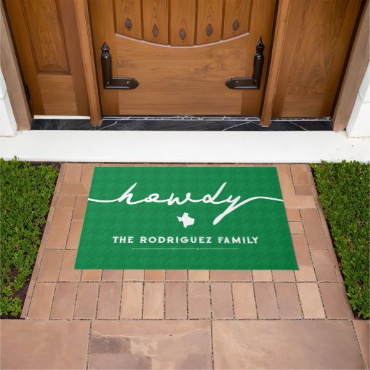 Green Howdy Houndstooth Deurmat (Buiten)