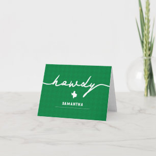 Green Howdy Houndstooth Texas Notitiekaartje