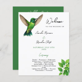 Green Hummingbird Leafy Botanical Border Wedding