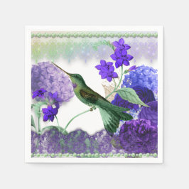 Green Hummingbird with flowers, lace, pearls Servet