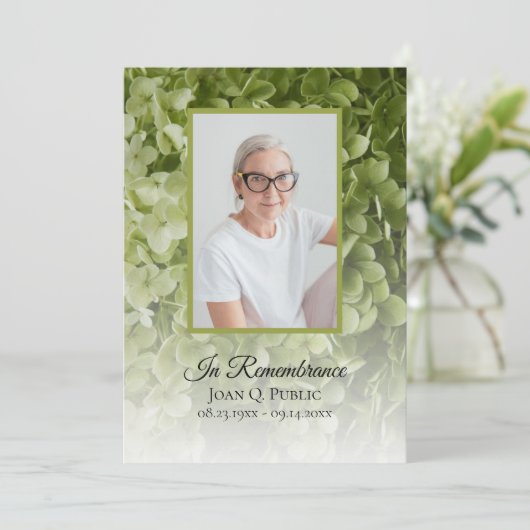 Green Hydrangea Bloemenbegrafenisdienst Programma (Staand voorkant)