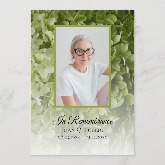 Green Hydrangea Bloemenbegrafenisdienst Programma (Voorkant)