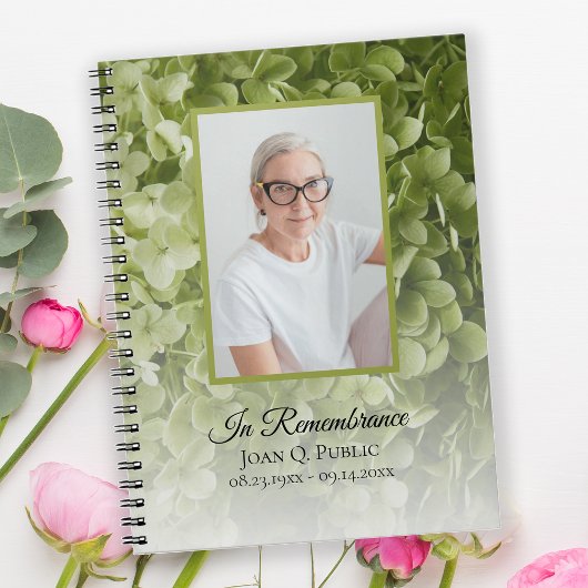 Green Hydrangea Floral Funeral Memorial Livre d'or