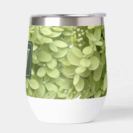 Green Hydrangea Floral Wedding Monogram  (Gauche)