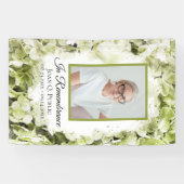 Green Hydrangea Flower Waterverf Uitvaartmonument Spandoek (Horizontaal)