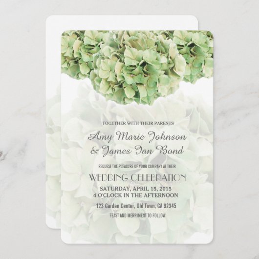 Green Hydrangea Spring Garden Invitations de maria (Devant / Derrière)
