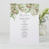 Green Hydrangea Wedding Decor Menus (Debout devant)
