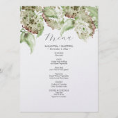 Green Hydrangea Wedding Decor Menus Menu (Voorkant)