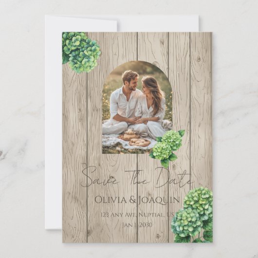 Green Hydrangea Wedding Invitation (Devant)