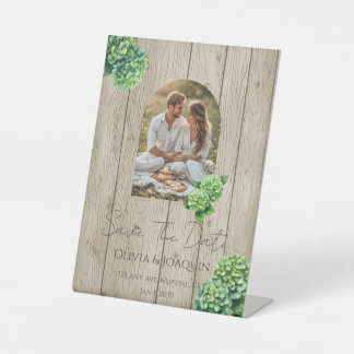 Green Hydrangea Wedding Invitation Reclamebord Met Voetstuk