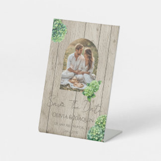 Green Hydrangea Wedding Invitation Reclamebord Met Voetstuk