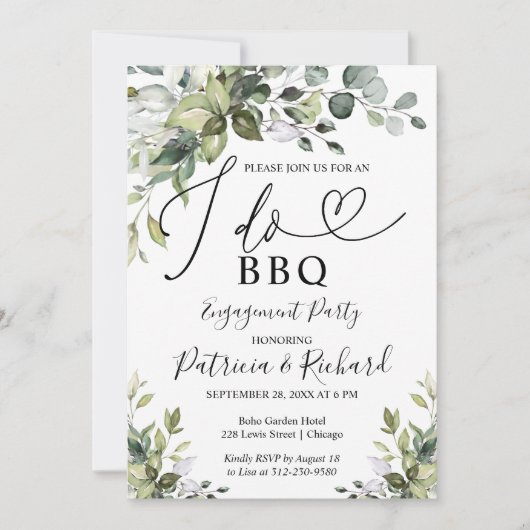 Green I DO BBQ Engagement Party Invitation (Devant)