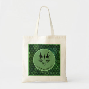 Green I Love Shopping Dragon Head & Scales Tote Bag