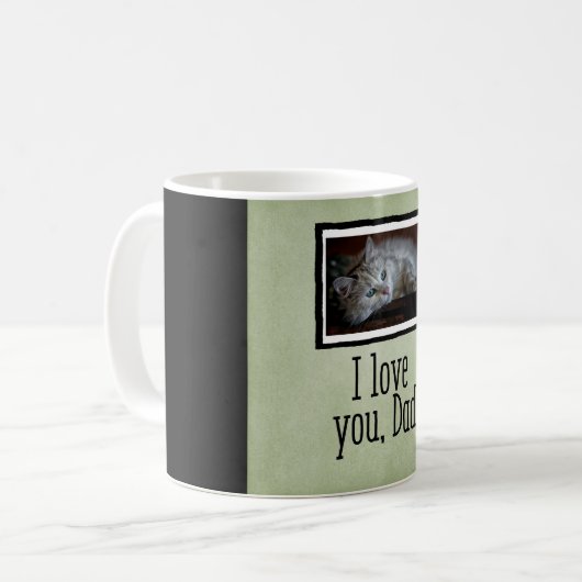 Green I love you, Dad Custom Cat Photo Mok (Voorkant links)