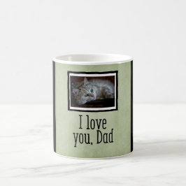 Green I love you, Dad Custom Cat Photo Mok
