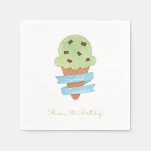 Green Ice Cream Cone doodt Birthday Party Napkins Servetten