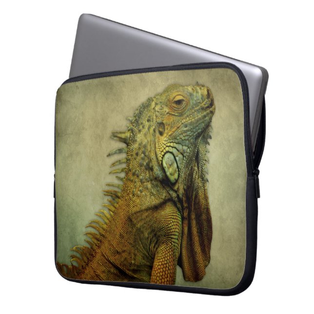Green Iguana Laptop Sleeve (Voorkant Links)