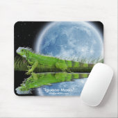Green Iguana & Moon Wildlife Art Tapis de souris (Avec souris)