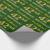 Green, Imitation Gold look "42e BIRTHDAY" Cadeaupapier (Hoek)