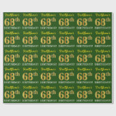 Green, Imitation Gold look "68th BIRTHDAY" Cadeaupapier (Vlak)