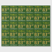 Green, Imitation Gold look "83rd BIRTHDAY" Cadeaupapier (Vlak)