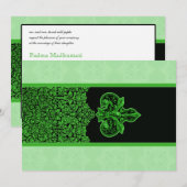 Green Indian Floral Ornament Wedding Invitation Kaart (Voorkant / Achterkant)