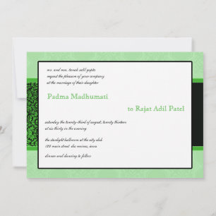 Green Indian Floral Ornament Wedding Invitation Kaart