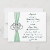Green Infinity Heart Bachelorette Party Invitation (Devant)