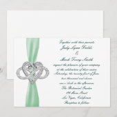 Green Infinity Heart Faire-part de mariage (Devant / Derrière)
