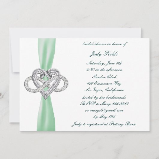 Green Infinity Heart Invitation de la douche nupti (Devant)