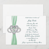 Green Infinity Heart Invitation de la douche nupti (Devant / Derrière)