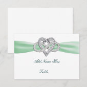 Green Infinity Heart Wedding Table Kaart (Voorkant / Achterkant)