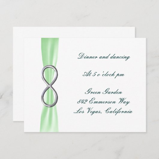 Green Infinity Wedding Reception Kaart (Voorkant / Achterkant)