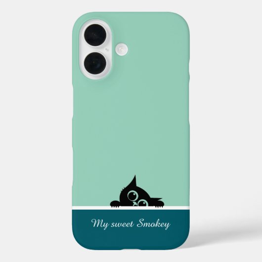 Green iPhone Case with Cute Kitten Design (Achterkant)