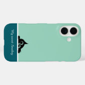 Green iPhone Case with Cute Kitten Design (Achterkant (horizontaal))