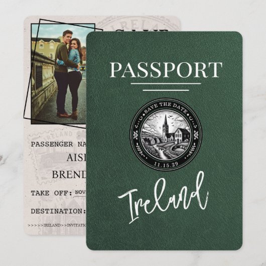 Green Ireland Passport Save the Date (Voorkant / Achterkant)