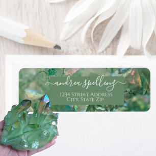 Green Iridescent Crystal Return-adreslabel Etiket