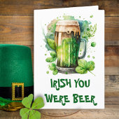 Green Irish Beer Clover Funny St Patricks Day Kaar Aankondiging