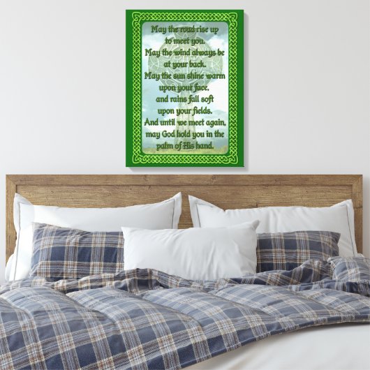 Green Irish Blessing Canvas Afdruk (Insitu (Slaapkamer))